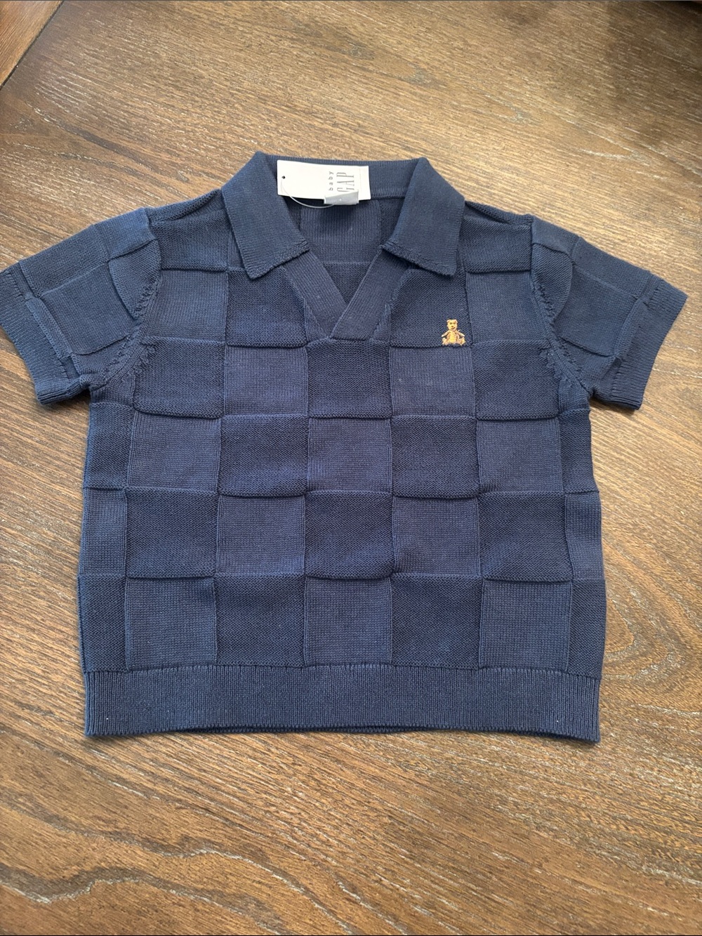 Baby GAP Knit Polo Tee with Textured Checker Knit